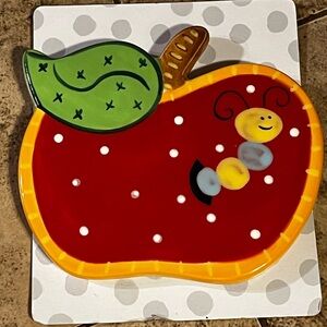 Happy Everything Apple With Worm Decor Teacher HTF RARE RETIRED Spring Summer